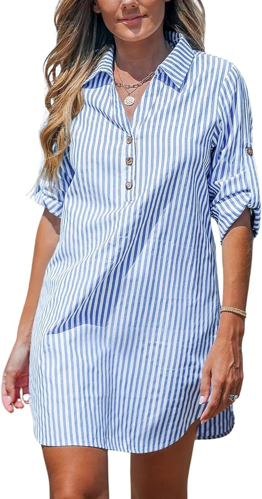 Vestidos Casual Mujer Elegante Vestido de Camisa